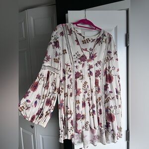 Free People Floral Flowy Blouse